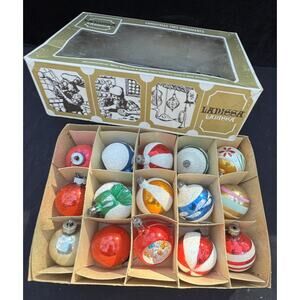 15 Vintage Glass Indent & Mica Christmas Ornaments Lanissa West Germany Rare!